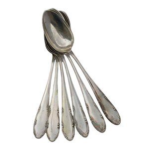 6 Vintage Wellner Germany Silverplate Soup Serving Spoons 53959